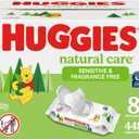 Huggies Natural Care Sensitive Baby Wipes, Unscented, Hypoallergenic, 99% Purified Water, 8 Flip-Top Packs (448 Wipes Total)