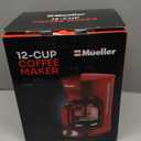 MELLERHOME 12-Cup Red Coffee Maker - Perfect for Home or Office, Borosilicate Carafe, Auto-Off, Reusable Filter, Anti-Drip, Keep-Warm Function, Clear Water Level Window, Red Kitchen Accessories