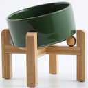 Petygooing Elevated/Raised 15Slanted Ceramic Dog Bowl for Small and Medium Breeds, Tilted Anti Slip Pet Feeding Bowl,Food Water Dish with Stand for Cats and Dogs (28 OZ/3.6 Cups) Rust Green