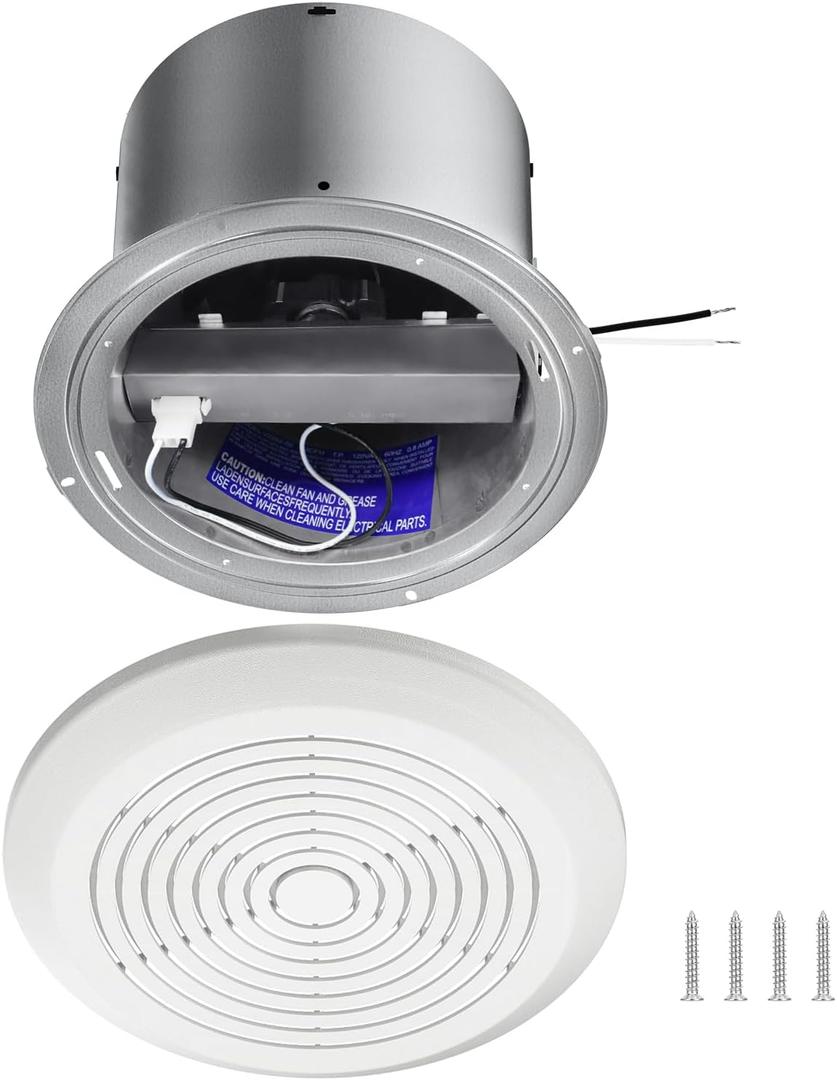 V2262-50 7 Inch Bathroom Exhaust Fan, 1.0 Sones, 50 CFM Ceiling Exhaust Fan, for 8" Opening, Quiet Effective Ventilation for Bathroom, Laundry Room, Kitchen, Mobile Home