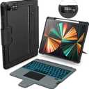 Nillkin for iPad Air 13 inch M2 2024 M3 2025 Keyboard Backlit Bumper Case for iPad Pro 12.9 (3rd, 4th, 5th and 6th gen) Detachable Keyboard with Built in trackpad, Stand,US English - Elite Black