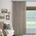 Pinch Pleated Linen Curtains 96 Inches Long 70 Inch Width Light Filtering Window Curtains 96 Inch Living Room Bedroom Pinch Pleat Drapes Patio Door Large Window Taupe Burlywood Birch 1 Panel 70Wx96L