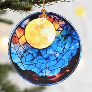 Christmas Ornaments, Dodosky 2.8in Ceramic Hanging Ornament, Xmas Decor, Christmas Tree Ornaments, Xmas Decorations for Tree, Holiday Ornament, Gift Ideas, Gifts for Women Men Mom Grandma - Full Moon