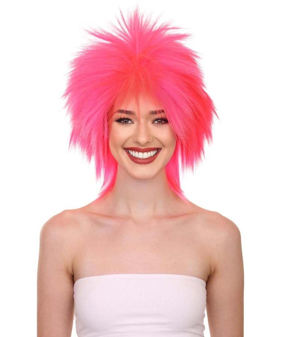 HalloweenPartyOnline Funky Punk Wig (Adult, Neon Pink)