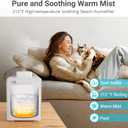 Livatro Stainless Steel Humidifier, 3L Warm Mist Humidifier, Easy Clean with Warm Steam Humidifier, Healthy Air Mist Humidifiers for Bedroom Living Room, with Sleep Mode and Auto-off Setting