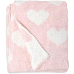 Living Textiles Pink Hearts Chenille Soft Baby Blanket Reversible Premium Cozy Fabric for Best Comfort - for Infant,Toddler,Newborn,Nursery,Girl,Throw,Crib,Stroller,Gift, Pink Hearts 40x30