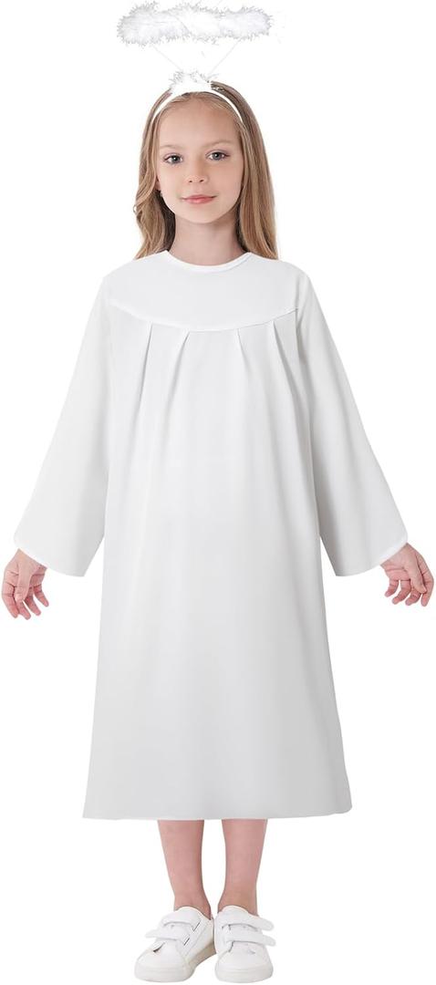 LATOBREATH Girls Kids Angel Costume With Halo Christmas Church White Robes Angel Dress (4-5 Y)