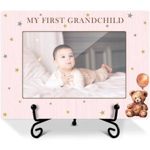 My First Grandchild Picture Frame, Grandkids Grandma Grandpa Gifts Grandparents Gifts, Wooden Photo Frame With Iron Stand, Tabletop Decor -14