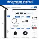 Muzata 2-4ft Black Complete Cable Railing Kit for Stairs Pre-Crimped 36 Inch Cable Railing System with Post Handrail Length Adjustable Easy DIY with User Guide Complete Set RC09