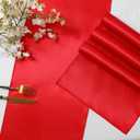 Horbaunal 6 Pack Satin Runners 12 x 72 Inch Bright Silky Smooth Satin Table Runners for Birthday Wedding Party Banquets, Red