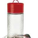 Nature's Way Hanging Glass Hummingbird Feeder for Outdoor Dcor, 13 Ounce Capacity Nectar Feeder, Ant Moat, 4 Easy to Clean Flexible Ports, Red