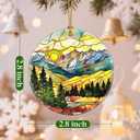 Christmas Ornaments, 2.8 Inch Ceramic Hanging Ornament, Christmas Tree Ornaments, Xmas Decorations, Holiday Decorations, Holiday Party Gifts, and Xmas Gift Ideas - Mountain Range
