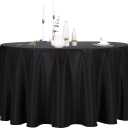 Ascoza 2pack 108 Inch Black Round Tablecloth in Polyester Fabric for Wedding/Banquet/Restaurant/Parties