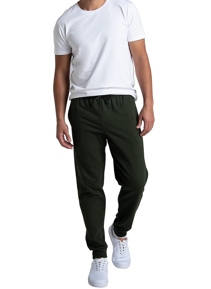 Fruit of the Loom Eversoft Fleece Joggers with Pockets, Relaxed Fit, Moisture Wicking, Breathable, Tapered Sweatpants, M