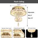 HAIXIANG Chandelier Bedroom LED Light Modern Hallway Ceiling Lighting Fixtures for Kitchen Dining Room Kitchen Remote Dimmable Gold Lights, 16 inch