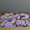 Zeyune 8 Pcs Artificial Flowers Bouquet Fake Silk Flowers Faux Bouquet Hydrangea Bouquets for Valentine's Day Wedding Birthday Party Table Centerpieces Home Office Decoration (Purple, Peony)