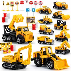 TOY Life 35 PCS Construction Toys, Toy Trucks for Kids Ages 4-8, Small Vehicles Mini Excavator, Cake Topper Decoration, Bulldozer for Boys, Kids Play Set Birthday Gifts