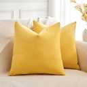 Throw Pillow Covers Yellow Set of 2 22x22 Inch Pillow Covers, Soft Velvet Fall Decorative Cases for Couch Sofa Bed, Home Boho Decor, Modern Farmhouse Cushion Covers