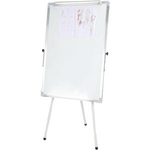 Adjustable Height Tripod Whiteboard, 23.62" X 35.43" Dust-Free Smooth Writing Dry Erase Board With Paper Clamp & Storage Rack, Steel Frame Non-Slip Rubber Feet Foldable Portable Board For Office White