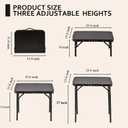 YihuiKo Folding Picnic Table with Storage Net, Matte Black Aluminum Folding Table 23.6" x 15.8", Adjustable Height Max 27.5", Lightweight Portable for Camping Travel Grill Indoor