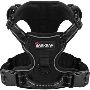 BARKBAY Dog Harness No Pull for Large Dogs - Adjustable, Reflective, Comfortable, No Choke, Heavy-Duty - Perfect for Outdoor Training, Walking, and Hiking - Strong & Durable - L & Black