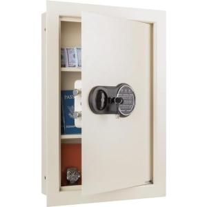 In-Wall Safe - Home or Business Safe with Keypad and 2 Manual Override Keys - Protects Cash, Jewelry, Passports, and More by Paragon Safes (Cream)