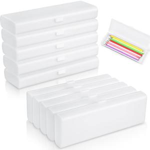 Yexiya 30 Pack Pencil Box Clear Plastic Pencil Case Bulk 7.9 x 2.8 x 1 Inches Pen Storage with Hinged Lid Stackable for Pens Crayons School Office Supplies Organization
