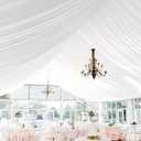 4 Panel White Ceiling Drapes - Premium Polyester Wedding Arch Draping Fabric - 5ft x 10ft - Decorations for Party, Ceremony, Stage