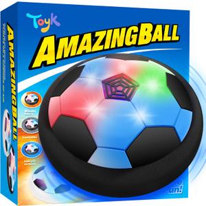 Toyk Boy Toys - LED Hover Soccer Ball - Air Power Training Ball Playing Football Indoor Outdoor Game - Birthday Gifts for Kids, Age 3 4 5 6 7 8-12 Year Old Boys - Soccer, Medium, Small