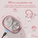 Wireless Earbuds, Bluetooth 5.4 Headphones Sport, Over Ear Buds with ENC Noise Canceling Mic, Deep Bass Stereo Ear Buds with Hook, 50H Playback, LED Display, IP7 Earphones for Workout, Rose Gold