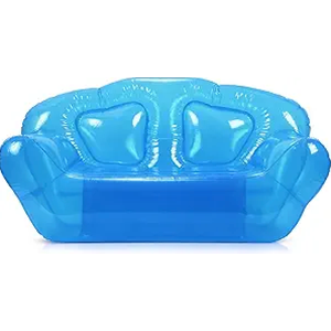 Kigley Inflatable Chair Blow Up Couches Transparent Inflatable Sofa Seat Yard Patio Portable Air Couch Furniture for Outdoor Indoor Camping Beach Room(Double Seat,Blue)