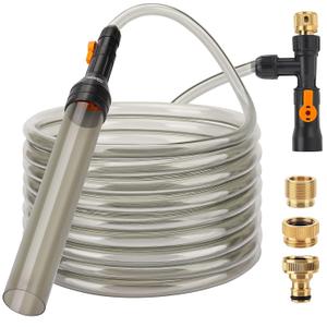 hygger Bucket-Free Aquarium Water Change Kit Metal Faucet Connector Fish Tank Vacuum Siphon Gravel Cleaner with Long Hose 25FT Drain & Fill