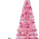 4 Ft Pink Christmas Tree Remote Control 8 Modes 100 Warm White Lights 18 Christmas Ball Ornaments 3D Star Battery Operated Small Xmas Tree Table Indoor Holiday Party Decor