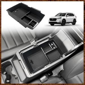 Muslogy Center Console Organizer with Coin Holder Compatible with Honda CRV & CRV Hybrid 2023 2024 2025 2026 LX EX Sport EX-L Sport Touring Hybrid Accessories (Black)