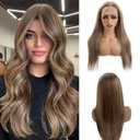 Belaved Balayage Wig Human Hair 13x4 Straight Lace Front 24 Inch Highlights Ombre Light Brown with Ash Blonde HD Lace Frontal Wig Human Hair, Glueless Pre Plucked Bleached Knots with Natural Hairline (#13x4Highlights 6T6P18)