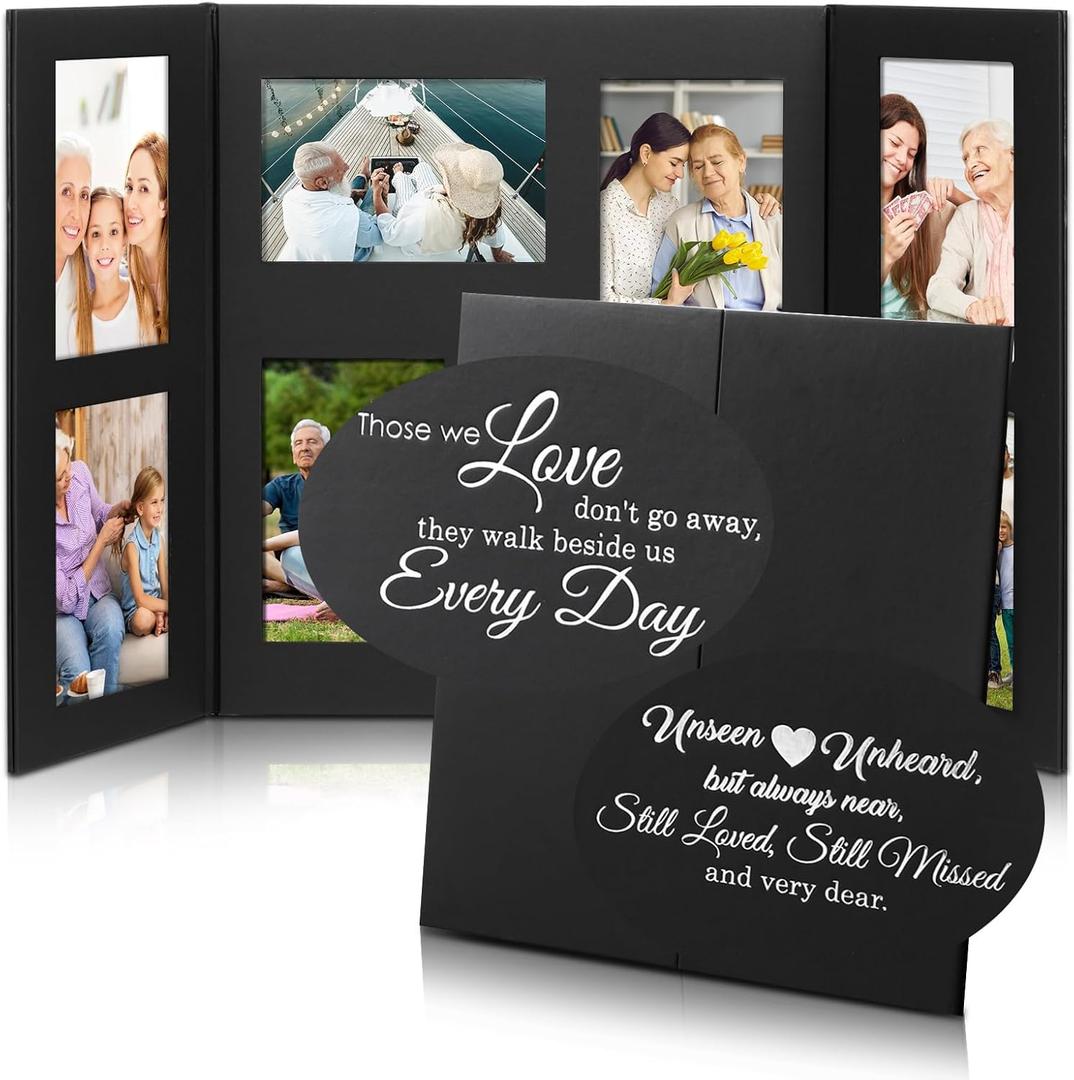 in Loving Memory Picture Frame 4 x 6 Funeral Memorial Photo Album Foldable for Loss of Loved One Remembrance Condolence Memorial Picture Frame for Loss of Mom Father Sympathy Gift 8 Photos Display
