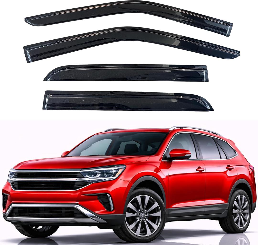 KPY Rain Guards Fit for 2018-2026 Volkswagen Atlas, Out-Channel Window Visors Vent Wind Deflectors 4PC, Car Accessories for 18-26 VW Atlas (Not for Atlas Cross Sport)