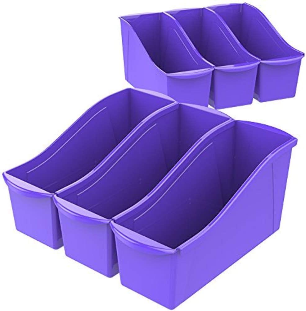 Storex Large Book Bin, 14.3 x 5.3 x 7", Mauve, Case of 6 (71192U06C)