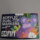 ARTISTRO 24 Dual Tip Acrylic Paint Markers, Acrylic Paint Pens, Fabric Markers for Textile, Rock, Glass, Wood, Paper, Ceramic, Canvas DIY Art Supplies Kit for Kids and Adults (Dual Tip Dot + Fine, 24)