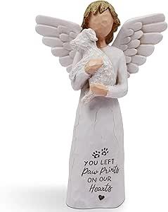 BORLESTA Pet Memorial Gifts for Dogs - Loss of Dog Sympathy Gift, Pet Loss Sympathy Gift, Dog Memorial Gifts, Pet Remembrance Gift, Bereavement Gifts Dogs Statue Angel Figurines (White)