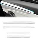 Front & Rear Door Panel Trim Cover Compatible with Tes-la Model Y 2025 2026 Refreshed Juniper, [Matte White] Door Inner Armrest Panel Cover Decorative Accessories, 4 PCS
