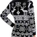 Ugly Christmas Sweaters Dresses with Santa Hat Knit Sexy Christmas Outfits for Women (Small, Reindeer Black)