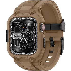 amBand Compatible with Apple Watch Series 9/8/7/6/5/4 & SE 3/2/1 41mm/40mm Band Case for Men, M1 Sport Rugged Case with Strap Military Protective Cover Bumper for iWatch 41/40 mm - Desert Tan