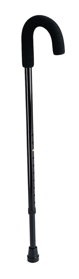 Medline Standard Aluminum Cane with Contoured Foam Handle, Adjustable Height (30-38 inches), Black - Pack of 6, Ideal Lightweight Mobility Aid for Stability and Support