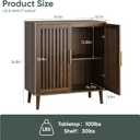 Smart FENDEE Sideboard Cabinet, 31.5" W Farmhouse Buffet Cabinet with Slatted Doors & Adjustable Shelf, Wood Coffee Bar Storage Station for Kitchen, Dining Room, Living Room, Entryway, Walnut Color