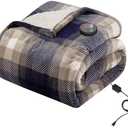 GOTCOZY Heated Blanket Electric Throw 50''X60''- Electric Throw Blanket with One Touch Button 10 Heating Level & 9 Time Settings Heating Blanket, Machine Washable (Check Navy)