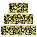InIsaJace Lemon Kitchen Mats Set of 3, Lemon Flower Kitchen Rugs Non Slip for Floor, Farm Butterflies Decorative Rug for Home Decor(16 X 31 + 16 X 47+ 16 X 59 in)