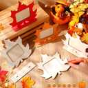 Amyhill 6 Pcs Fall DIY Picture Frames Thanksgiving Day Craft Wooden Maple Leaf Photo Frames Autumn Gifts for Friends DIY Maple Leaf Shaped Unfinished Wooden Photo Autumn Party Event Decorations