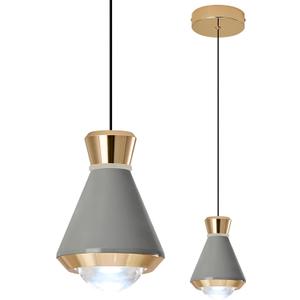 Mini Grey and Gold Pendant Lights Kitchen Island 1 Pack Dimmable Modern LED Pendant Light Small Pendant Lights for Bedroom Kitchen Pendant Lighting Over Sink