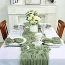 8 Pack Sage Green Cheesecloth Table Runner 10Ft Spring Gauze Cheese Cloth Table Runner 120 Inch Boho Sheer Rustic Fabric for Home Decor Bridal Baby Shower Wedding Decoration